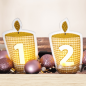 Preview: ITH Stickdatei LED-Teelicht-Cover mit Adventskerzen 1 und 2, digitale Stickdatei für Adventsdekoration