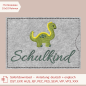 Preview: ITH Stickdatei Geschenkehülle Schulkind Dino | Einschulung | 10x10 cm Stickrahmen