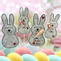 Preview: 4 Stickdateien ITH - Hasen Stabfiguren für 13x18er Rahmen Dekohasen - Osterdeko - Osterhasen - Ostergeschenk