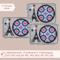 Preview: ITH-Stickdatei 3er Set MugRug Untersetzer mit Eifelturm für Frankreich-Liebhaber für 18x30cm Stickrahmen