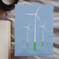 Preview: Körnerkissen Windpark bestickt mit Windrädern Baumwolle, hellblau -sofort lieferbar-
