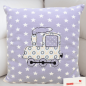 Preview: Kissen 20x20 cm mit Zug Applikation und Name bestickt