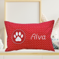 Preview: Kissen 20x30 cm mit Wunschmotiv (z.B. Hundepfote) und Wunschname bestickt