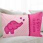 Preview: kleines Kissen mit Name und Datum bestickt 20x30cm