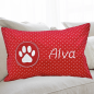 Preview: Kissen 20x30 cm Pfotenabdruck und Name bestickt