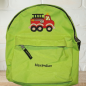 Preview: Kindergartenrucksack mit Wunschmotiv und Name bestickt Farbe: apfelgrün -personalisiert-