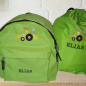 Preview: Kindergartenrucksack mit Wunschmotiv und Name bestickt Farbe: apfelgrün -personalisiert-