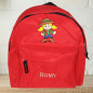 Preview: Kindergartenrucksack mit Wunschmotiv und Name bestickt Farbe: rot -personalisiert-
