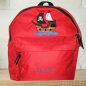 Preview: Kindergartenrucksack mit Wunschmotiv und Name bestickt Farbe: rot -personalisiert-