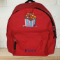 Preview: Kindergartenrucksack mit Wunschmotiv und Name bestickt Farbe: rot -personalisiert-