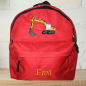 Preview: Kindergartenrucksack mit Wunschmotiv und Name bestickt Farbe: rot -personalisiert-