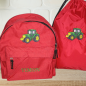 Preview: Kindergartenrucksack mit Wunschmotiv und Name bestickt Farbe: rot -personalisiert-