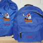 Preview: Kindergartenrucksack mit Wunschmotiv und Name bestickt Farbe: royalblau -personalisiert-