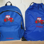 Preview: Kindergartenrucksack mit Wunschmotiv und Name bestickt Farbe: royalblau -personalisiert-