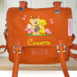 Preview: Canvastasche mit Wunschmotiv und Name bestickt für Kindergartenkinder & Große Farbe: orange Verschluss: Metallösen -personalisiert-