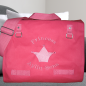 Preview: große Canvastasche mit Wunschmotiv und Name bestickt als Wickeltasche / Schultasche / Hundekramtasche -personalisiert- Farbe: pink