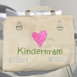 Preview: große Canvastasche mit Wunschmotiv und Name bestickt als Wickeltasche / Schultasche / Hundekramtasche -personalisiert- Farbe: beige