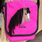 Preview: Schultertasche mit Wunschmotiv und Name bestickt für Kindergartenkinder & Große Farbe: pink -personalisiert-