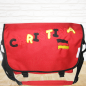Preview: große Tasche mit Wunschmotiv und Name bestickt für Schule, Uni, als Wickeltasche oder Hundekramtasche -personalisiert- rot