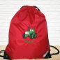 Preview: Turnbeutel "Sporty" mit Wunschmotiv und Name bestickt für Kindergartenkinder & Große -personalisiert- Farbe: rot
