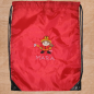 Preview: Turnbeutel "Sporty" mit Wunschmotiv und Name bestickt für Kindergartenkinder & Große -personalisiert- Farbe: rot