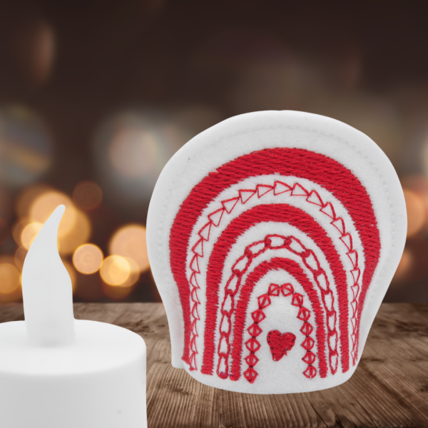 LED-Cover mit Regenbogen bestickt -ohne LED-Teelicht-
