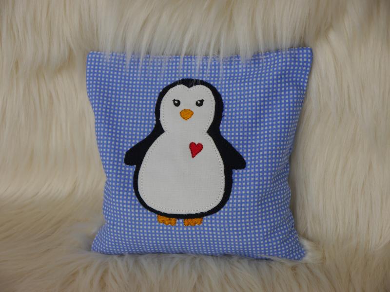 Preview: Stickdatei Pinguin Doodle Applikation für den 10x10cm Stickrahmen