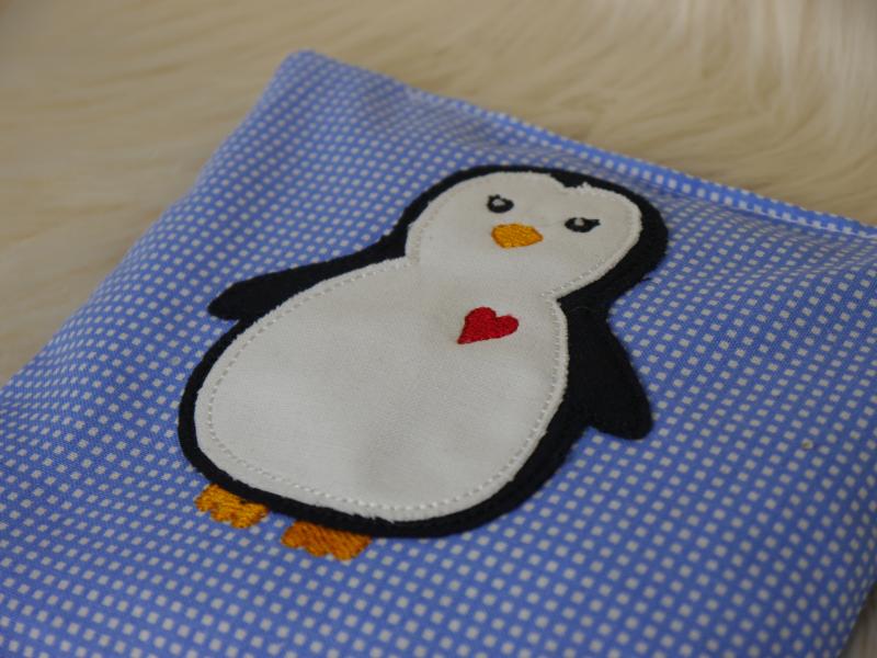 Preview: Stickdatei Pinguin Doodle Applikation für den 10x10cm Stickrahmen