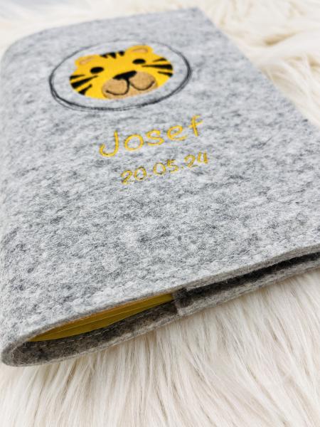 Preview: Stickdatei Tiger im Doodle-Rahmen für 10x10cm Stickrahmen