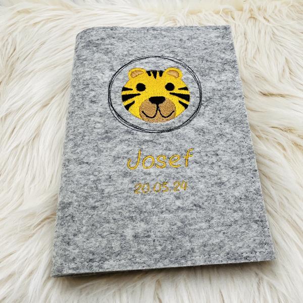 Preview: Stickdatei Tiger im Doodle-Rahmen für 10x10cm Stickrahmen