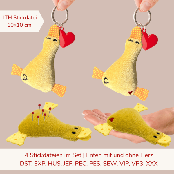 4 kleine Enten Stickdateien im Spar-Set ITH "Alle meine Entchen" für den 10x10 cm Stickrahmen