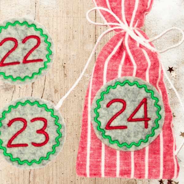Stickdatei Adventskalenderzahlen 1-24 für 10x10 cm