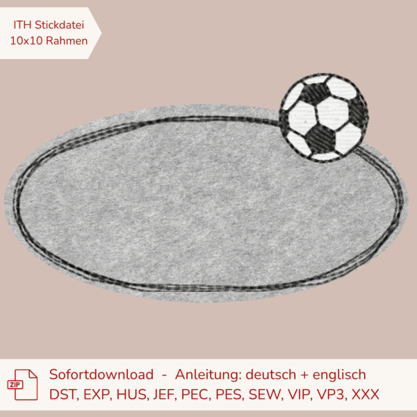 Stickdatei Doodle-Rahmen Fußball 10x10 cm | Applikation | blanko