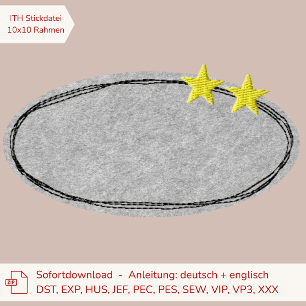Stickdatei Doodle-Rahmen Sterne 10x10 cm | Applikation | blanko