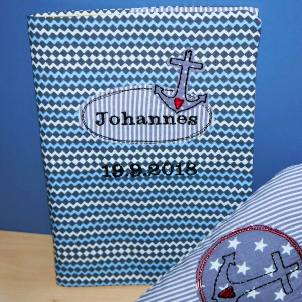 Preview: Stickdatei Doodle-Rahmen Anker -blanko- für 10x10cm Stickrahmen - Applikation - Aufnäher