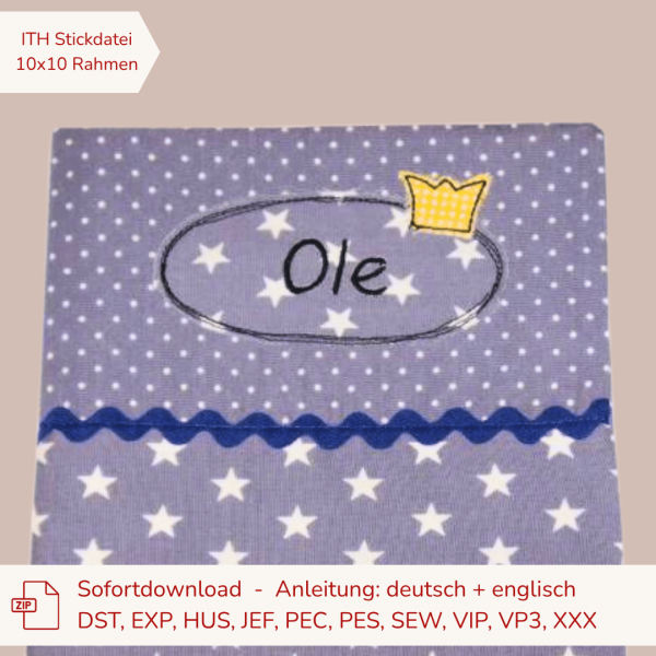 Stickdatei Doodle-Rahmen Krone 10x10 cm | Applikation | blanko
