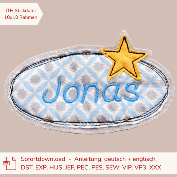 Stickdatei Doodle-Rahmen Stern 10x10 cm | Applikation | blanko