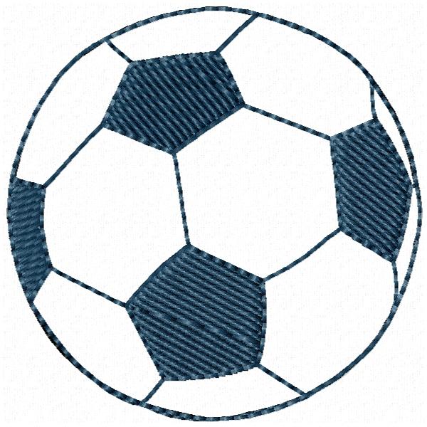 Stickdatei Fußball als Doodle-Applikation für10x10cm Stickrahmen