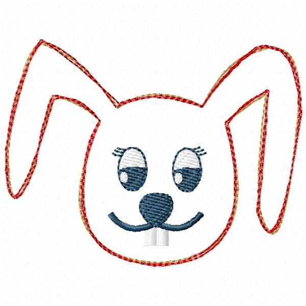 Stickdatei Hasenkopf als Doodle-Applikation für10x10cm Stickrahmen