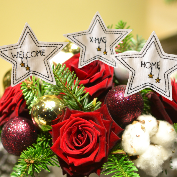 8 Stickdateien ITH-Sterne auf Stab im Set für 10x10cm Stickrahmen