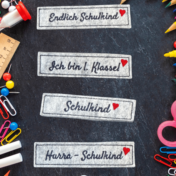 Preview: ITH Stickdateien Set - Schlüsselanhänger zur Einschulung | 4 Motive | 10x10 Rahmen