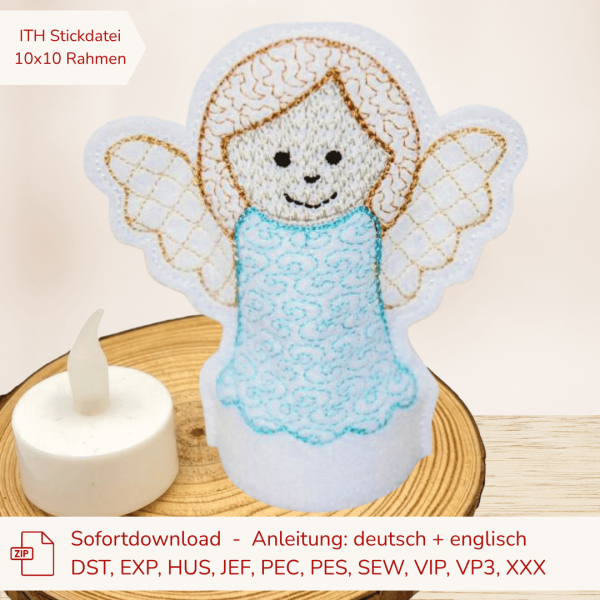 Engel LED-Cover ITH-Stickdateien als Nachtlicht und Geschenkidee
