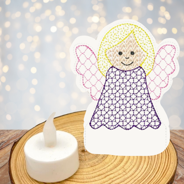 ITH-Stickdatei Engel LED-Cover für 10 x 10 cm Stickrahmen Schutzengel Nr. 18
