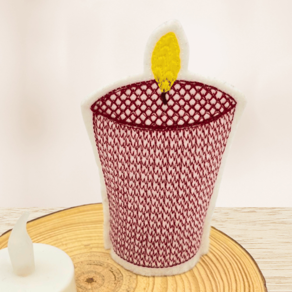 Preview: Gestickte Kerzen LED Cover als Nachtlicht und Geschenkidee