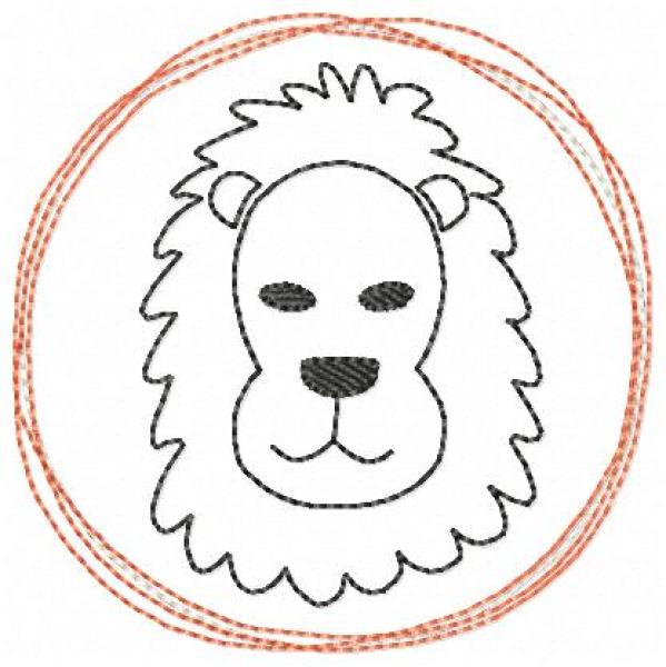 Stickdatei Löwe Doodle Applikation für den 10x10cm Stickrahmen S195