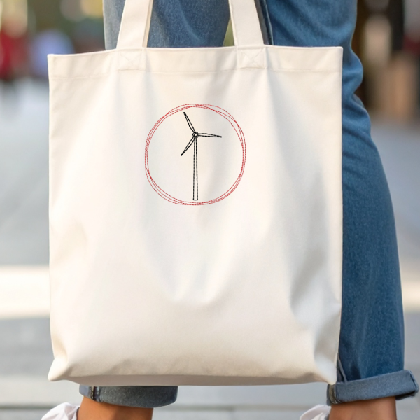 Preview: Stickdatei Windrad im Doodle-Rahmen10x10cm Stickrahmen