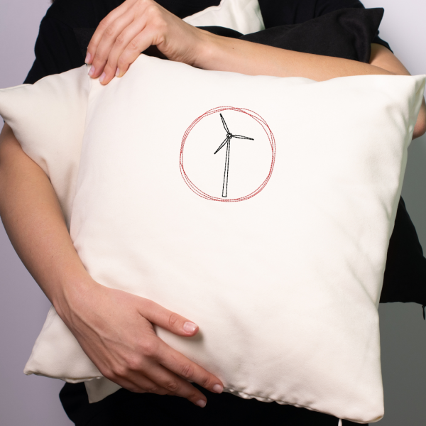 Preview: Stickdatei Windrad im Doodle-Rahmen10x10cm Stickrahmen