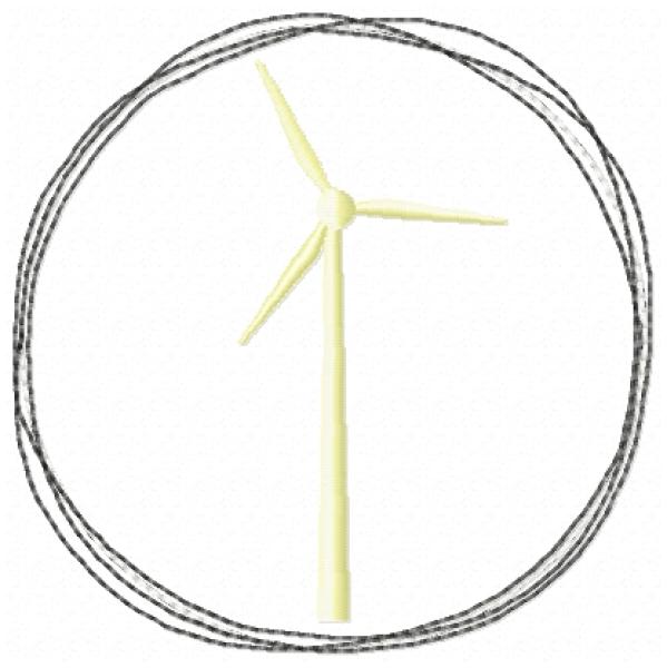 Stickdatei Windrad im Doodle-Rahmen10x10cm Stickrahmen