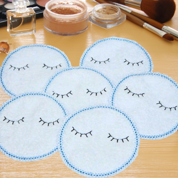 6er-Set ITH Stickdateien Abschminkpads mit Wimpern für den 20x30cm Stickrahmen