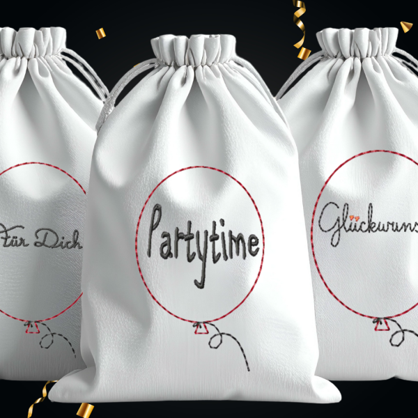 Preview: 5 Stickdateien im Set Luftballon Partytime für den 10x10 cm Stickrahmen